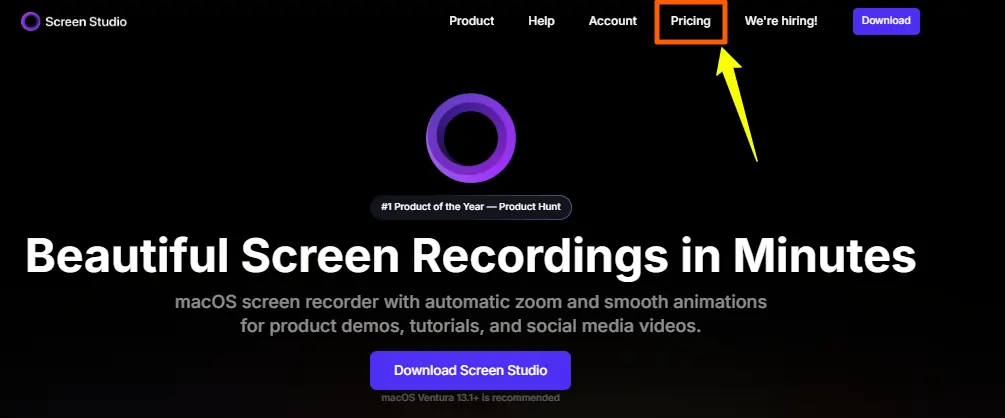 Open the Screen Studio pricing page