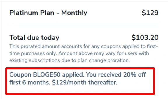 Applying Helium 10 Coupon code BLOGE50 at checkout