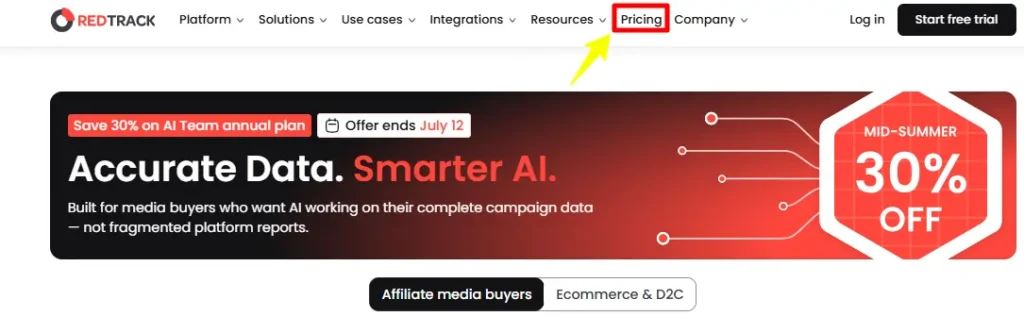 Open RedTrack Pricing Page