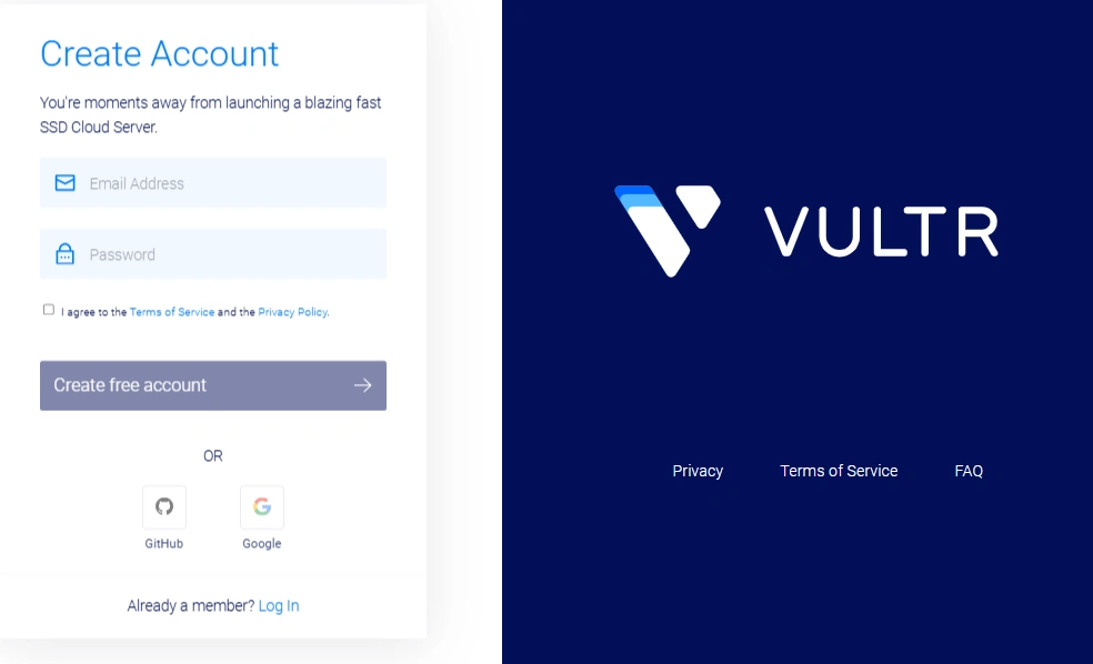Create Account At Vultr