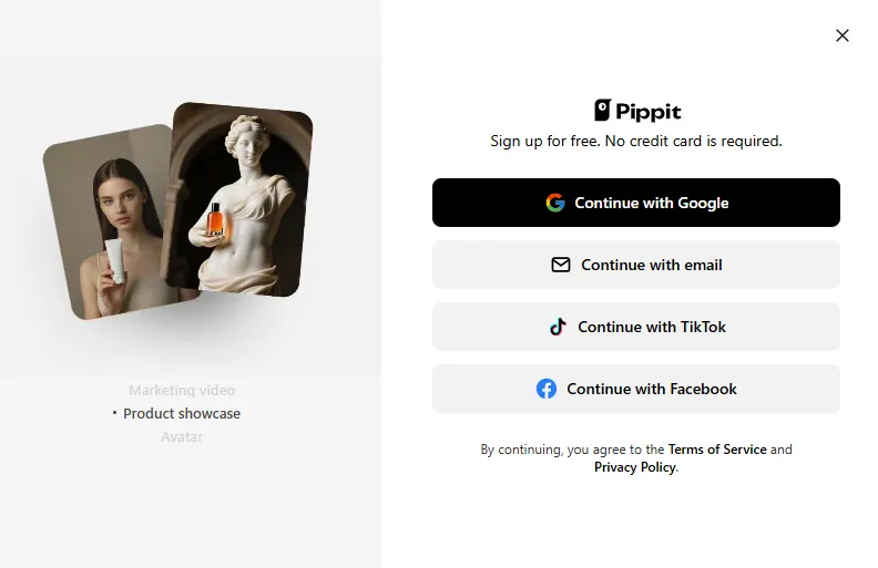Create Account On Pippit
