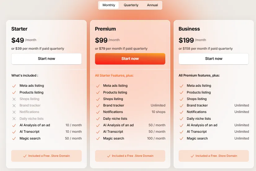 Pricing Plans Minea