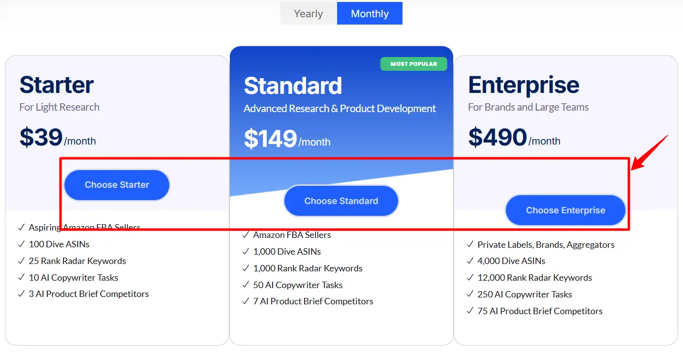 Choose Your Data Dive Plan and Monthly Billing