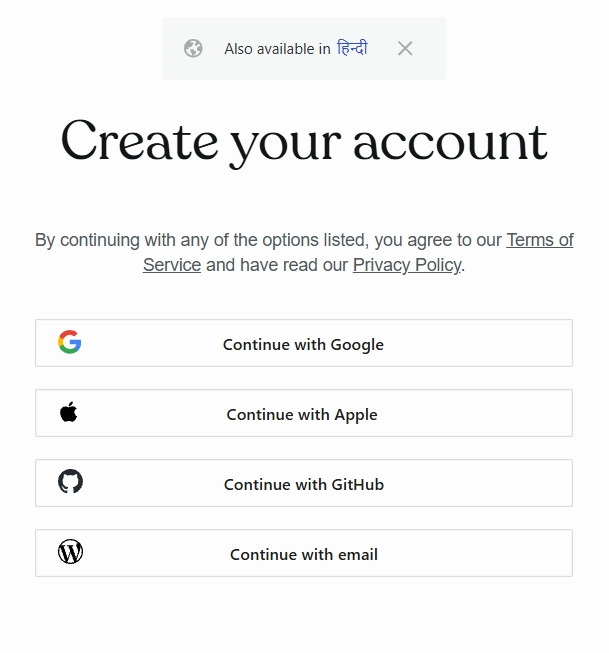 Create WordPress.com Account