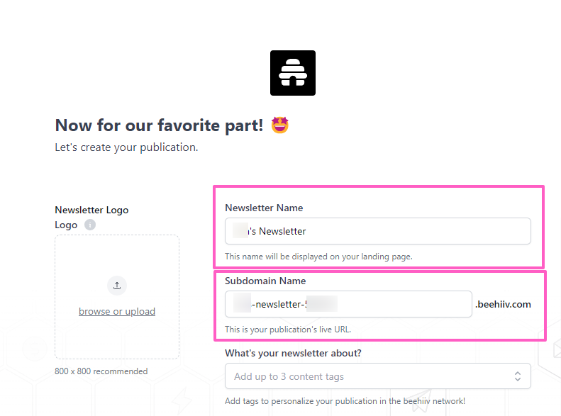 Create your publication in beehiiv