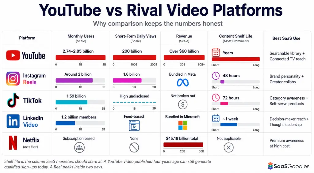 YouTube leads rival video platforms globally