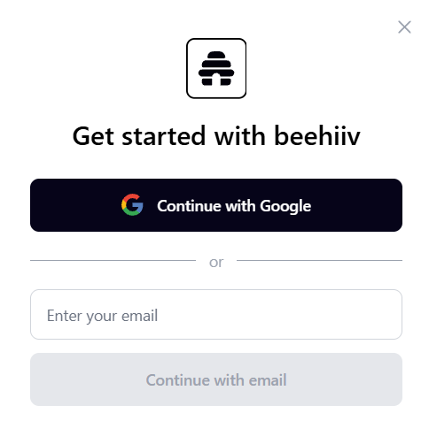 beehiiv signup page